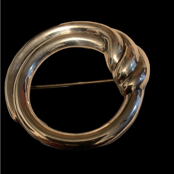 925 Sterling Silver Vintage Bayanihan Ribbed Pin Brooch  2” diameter. - Picture 11 of 11